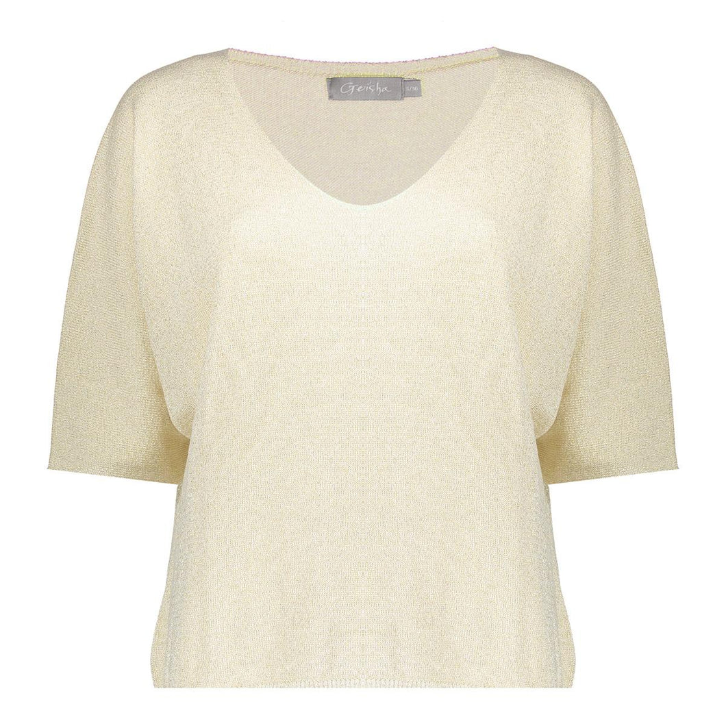 GEISHA PULLOVER V-NECK 3/4 SLEEVES sand/gold