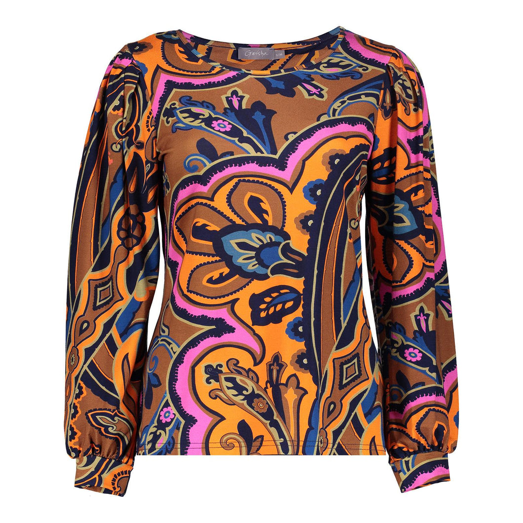 GEISHA TOP orange/cinnamon combi