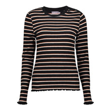 Afbeelding in Gallery-weergave laden, GEISHA T-SHIRT RIB STRIPED black/off-white/cognac
