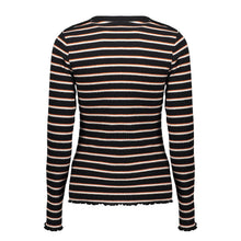 Afbeelding in Gallery-weergave laden, GEISHA T-SHIRT RIB STRIPED black/off-white/cognac

