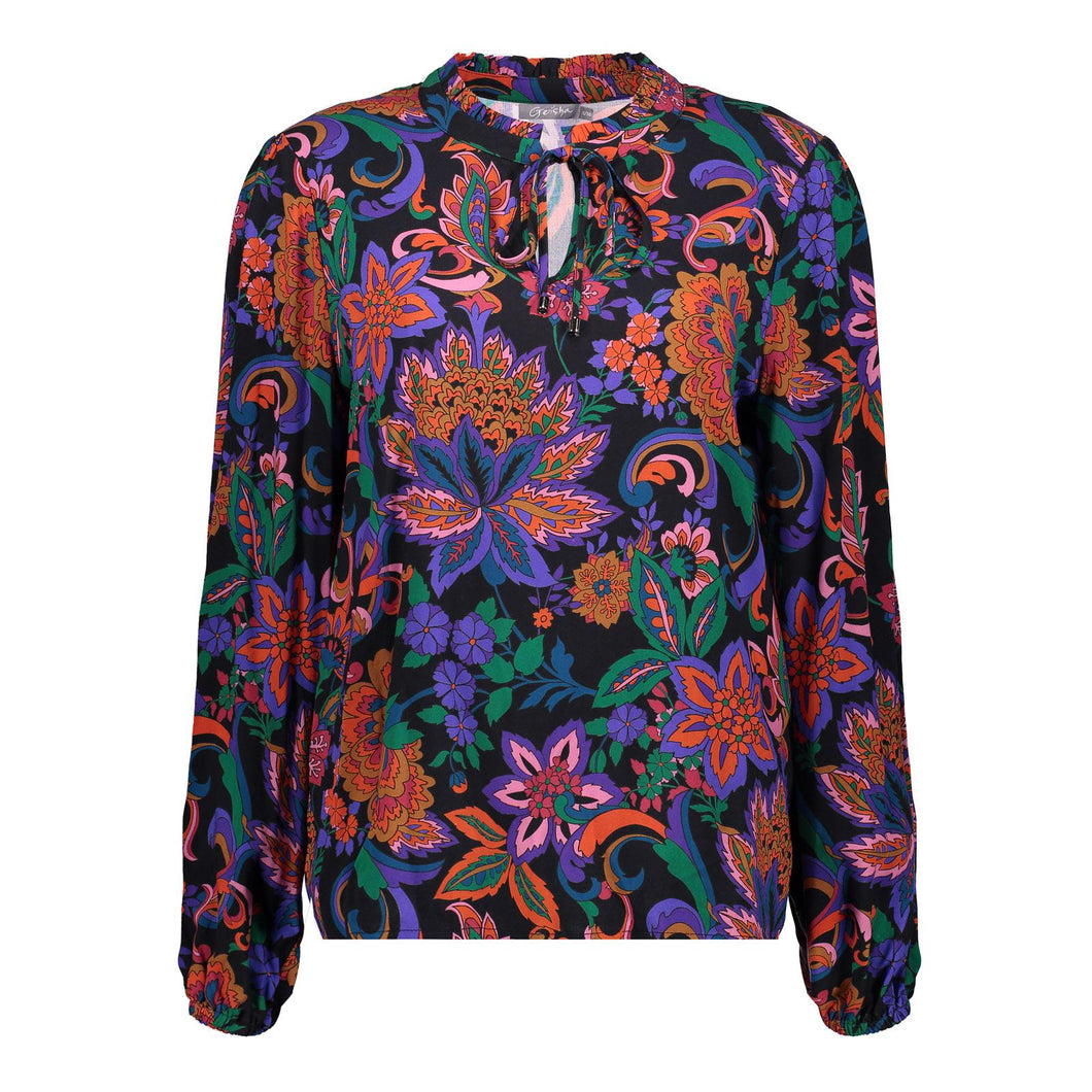GEISHA SHIRT black/purple/hot coral