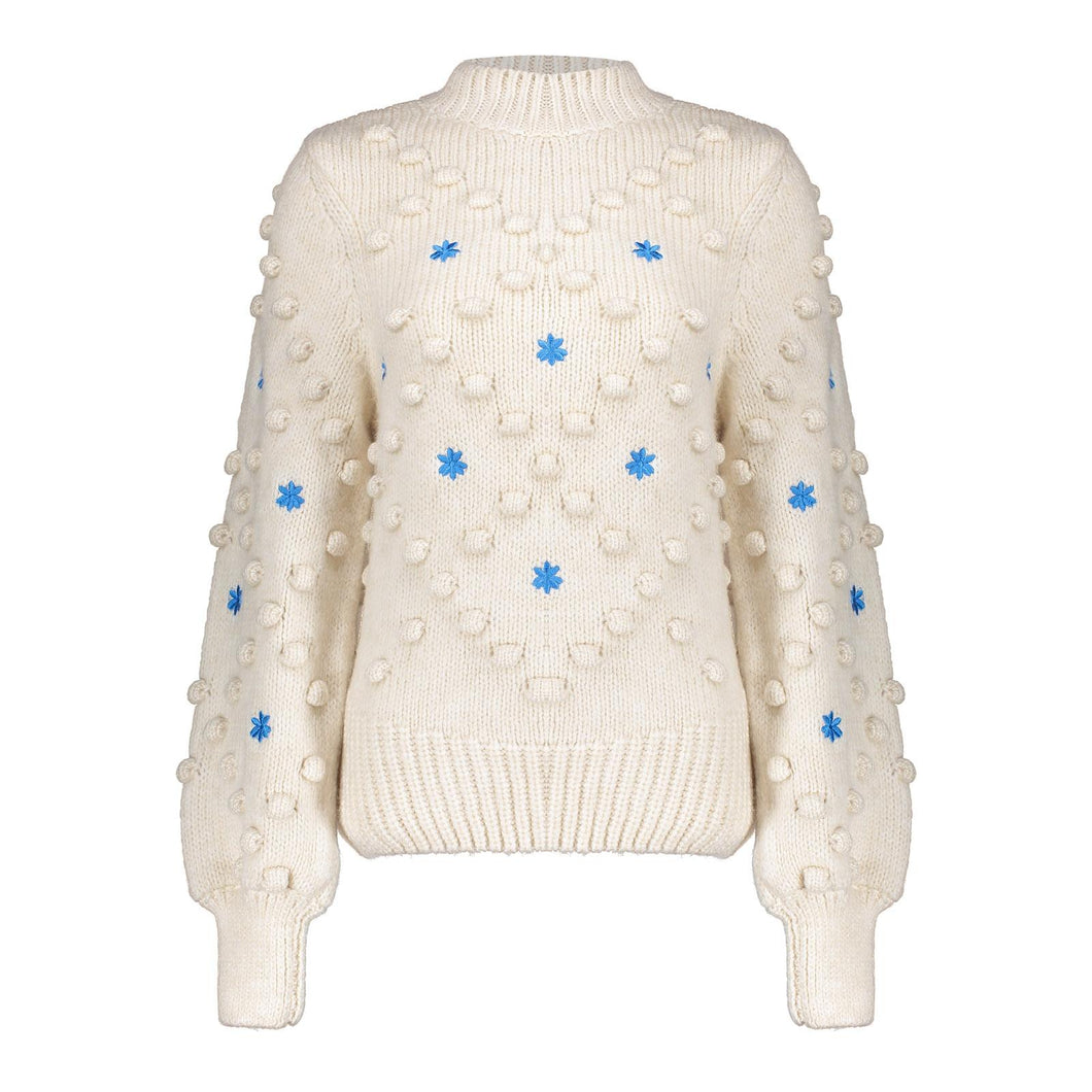 GEISHA PULLOVER DOTS AND FLOWERS light sand blue