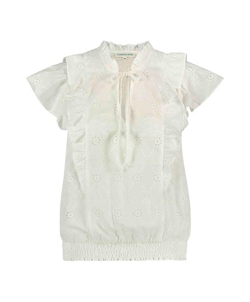 TRAMONTANA TOP BRODERIE ANGLAISE white