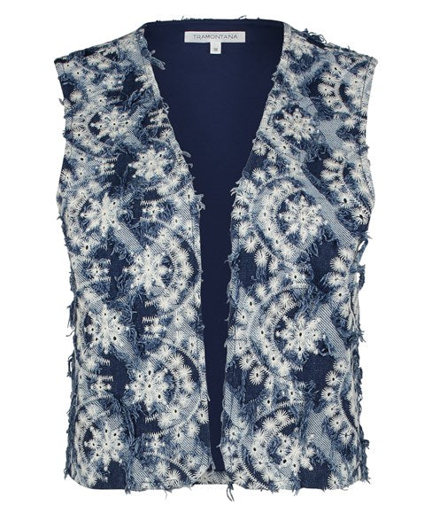 TRAMONTANA FANCY FABRIC GILET blue denim