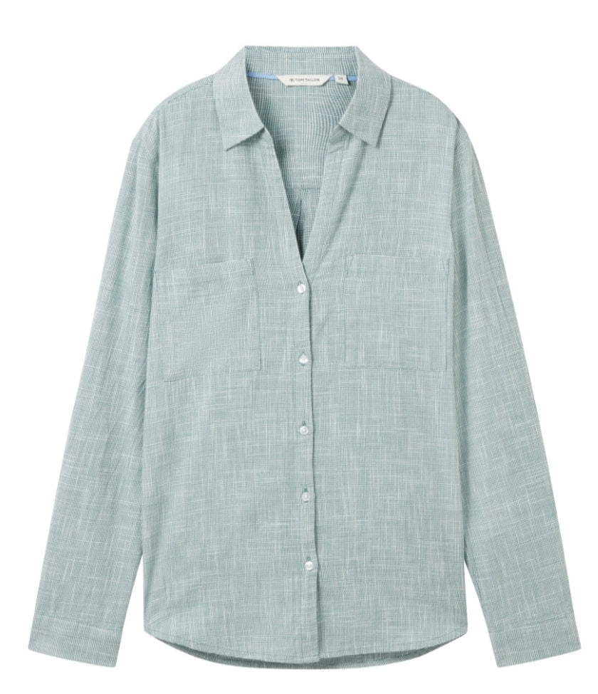 TOM TAILOR BLOUSE WITH SLUB STRUCTURE sea pine green