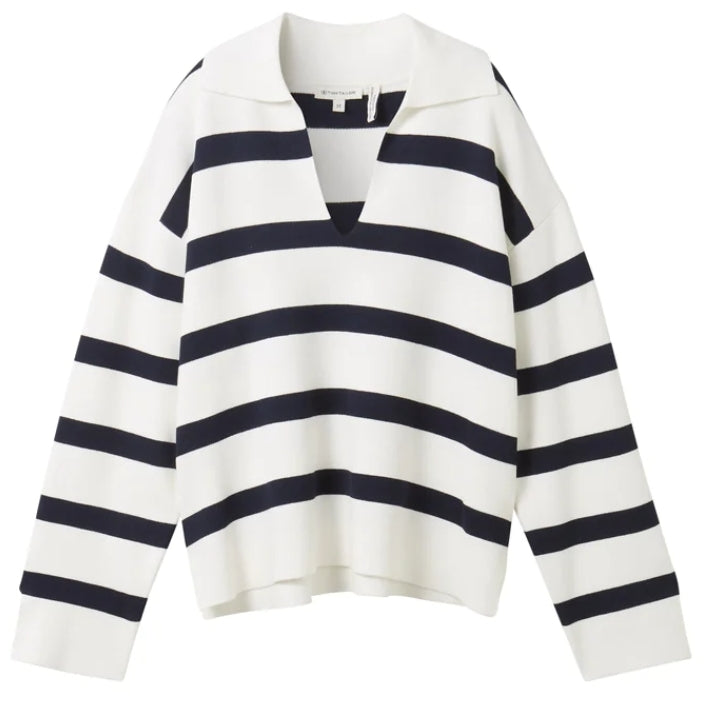 TOM TAILOR KNIT PULLOVER STRIPED offwhite navy stripe knit