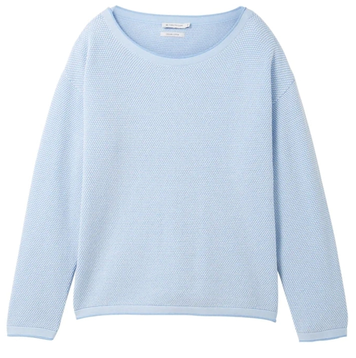 TOM TAILOR KNIT PULLOVER WITH STRUCTURE blue bubble structure
