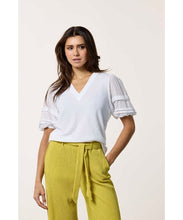 Load image into Gallery viewer, TRAMONTANA TOP PINSTUCK SLEEVES white
