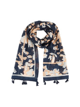 Load image into Gallery viewer, TOM TAILOR PRINTED SCARF WITH TASSELS sky captain blue
