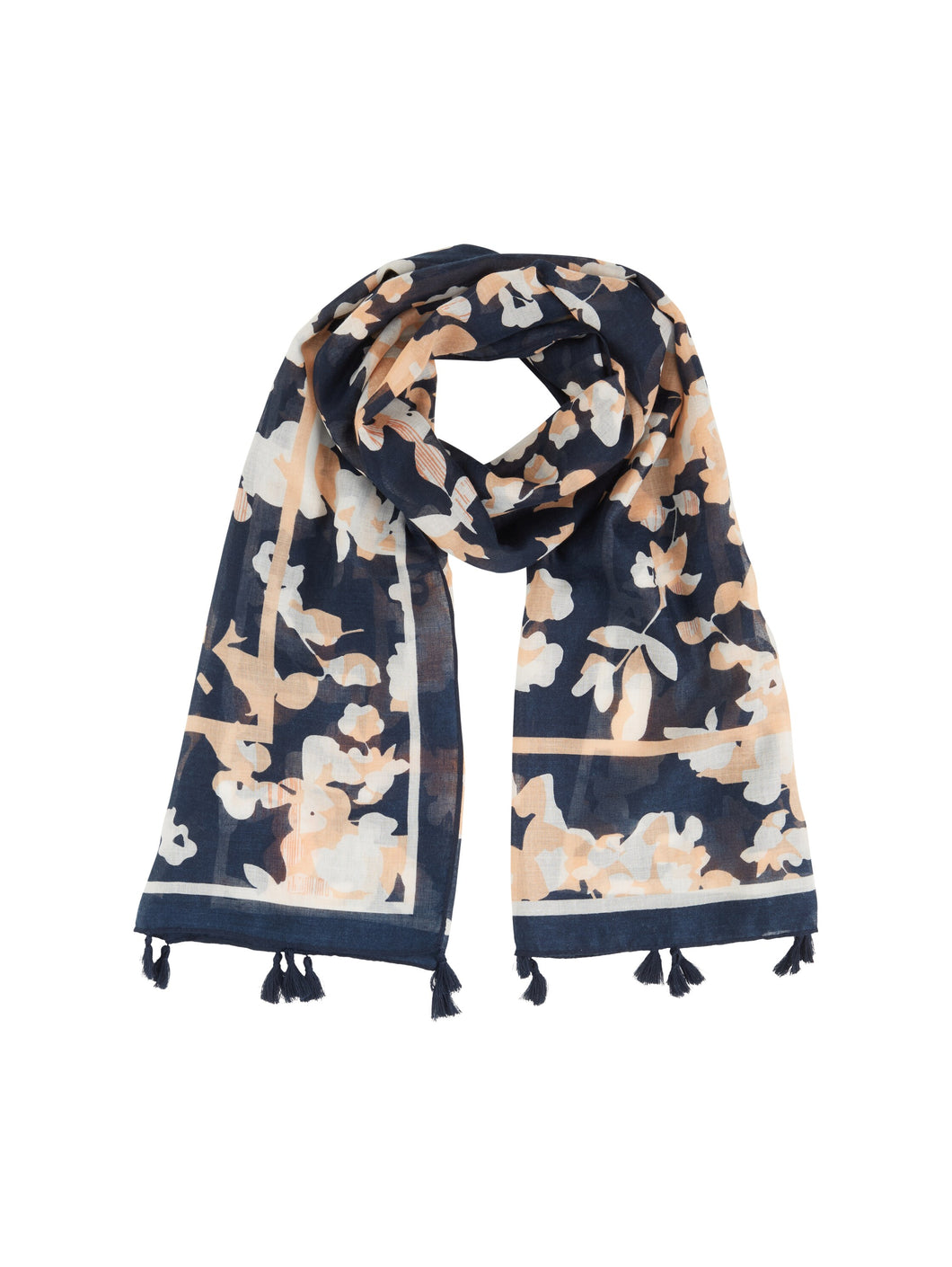 TOM TAILOR PRINTED SCARF WITH TASSELS sky captain blue