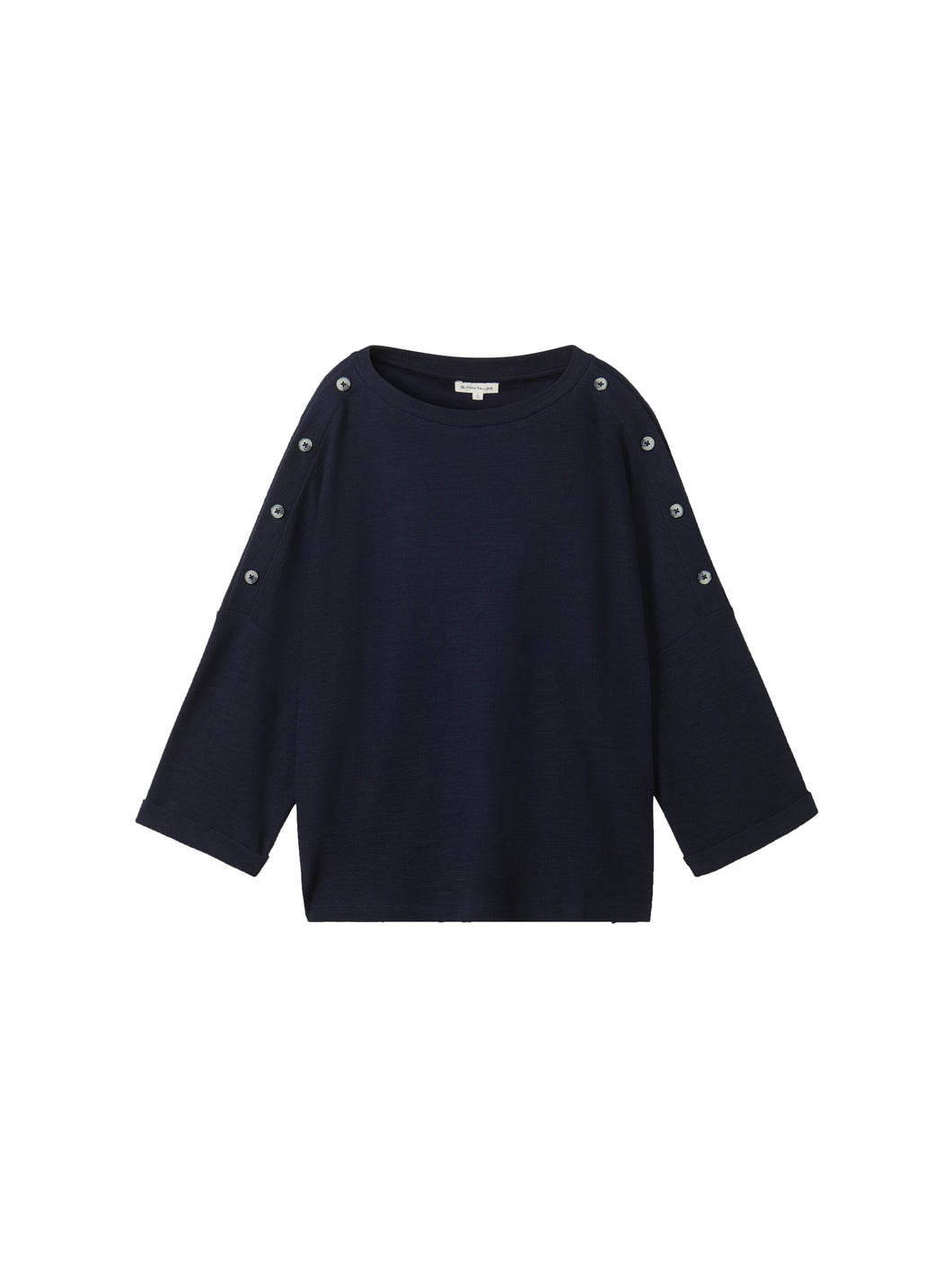 TOM TAILOR T-SHIRT WITH BUTTONS sky captain blue