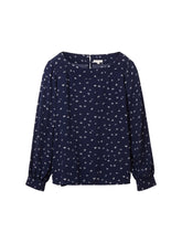 Load image into Gallery viewer, TOM TAILOR PRINTED BLOUSE WITH BOAT NECK navy minimal print
