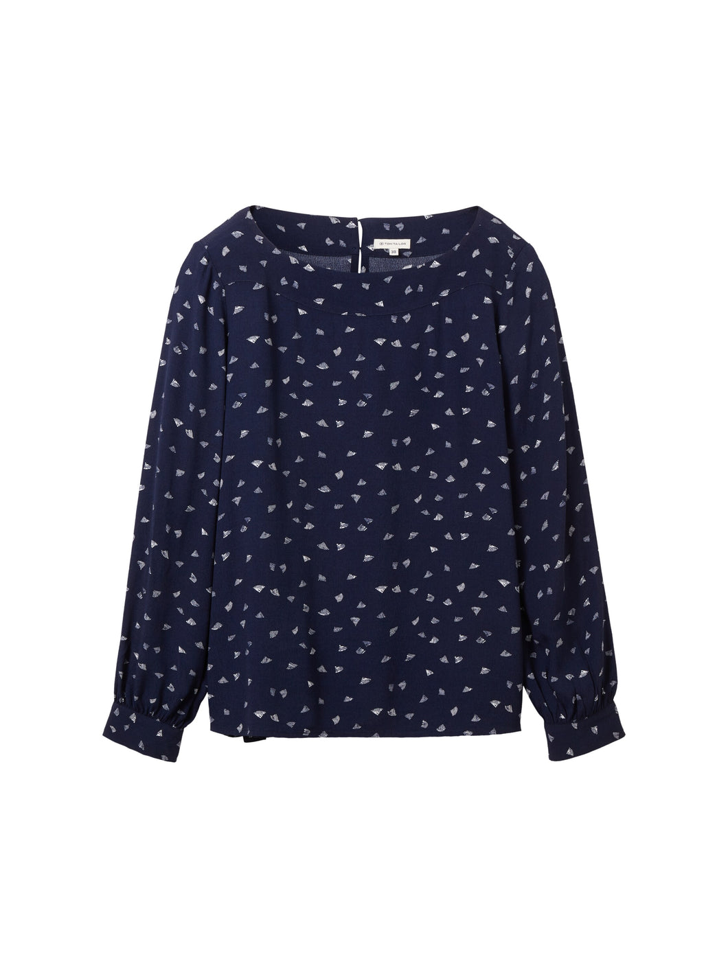 TOM TAILOR PRINTED BLOUSE WITH BOAT NECK navy minimal print