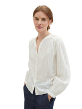 Load image into Gallery viewer, TOM TAILOR EMBROIDERED BLOUSE off white tonal embroidery
