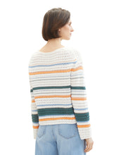 Afbeelding in Gallery-weergave laden, TOM TAILOR KNIT PULLOVER STRUCTURED green orange multicolor stripe
