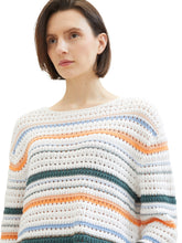 Load image into Gallery viewer, TOM TAILOR KNIT PULLOVER STRUCTURED green orange multicolor stripe
