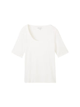 Afbeelding in Gallery-weergave laden, TOM TAILOR T-SHIRT RIB WIDE CREW NECK whisper white
