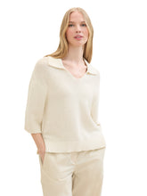 Afbeelding in Gallery-weergave laden, TOM TAILOR KNIT PULLOVER WITH COLLAR whisper white
