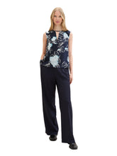 Load image into Gallery viewer, TOM TAILOR FEMININE BLOUSE TOP navy blue flower design
