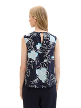 Load image into Gallery viewer, TOM TAILOR FEMININE BLOUSE TOP navy blue flower design
