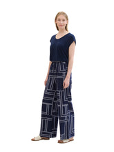 Load image into Gallery viewer, TOM TAILOR LOOSE FIT PALAZZO PANTS navy geometric design
