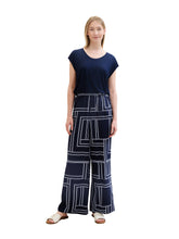 Afbeelding in Gallery-weergave laden, TOM TAILOR LOOSE FIT PALAZZO PANTS navy geometric design
