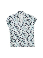 Load image into Gallery viewer, TOM TAILOR T-SHIRT CREPE V-NECK blue small floral design
