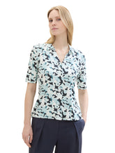 Afbeelding in Gallery-weergave laden, TOM TAILOR T-SHIRT BLOUSE ALLOVERPRINTED blue small floral design
