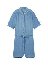 Load image into Gallery viewer, TOM TAILOR SHORT LEG OVERALL DENIM LOOK clean mid stone blue
