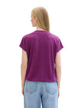 Load image into Gallery viewer, TOM TAILOR T-SHIRT AJOUR V-NECK dark orchid
