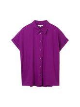 Load image into Gallery viewer, TOM TAILOR SHORTSLEEVE BLOUSE WITH LINEN dark orchid
