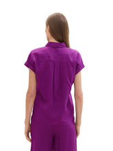 Load image into Gallery viewer, TOM TAILOR SHORTSLEEVE BLOUSE WITH LINEN dark orchid
