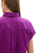 Afbeelding in Gallery-weergave laden, TOM TAILOR SHORTSLEEVE BLOUSE WITH LINEN dark orchid
