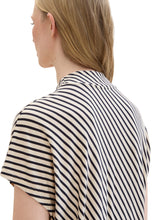 Load image into Gallery viewer, TOM TAILOR T-SHIRT CREPE V-NECK beige navy stripe
