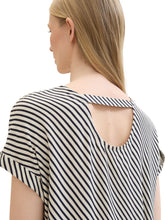 Load image into Gallery viewer, TOM TAILOR SHORTSLEEVE BLOUSE beige navy stripe
