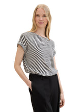 Afbeelding in Gallery-weergave laden, TOM TAILOR SHORTSLEEVE BLOUSE beige navy stripe
