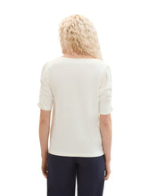 Load image into Gallery viewer, TOM TAILOR T-SHIRT GATHERED SLEEVE whisper white
