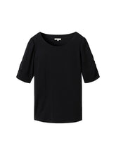 Load image into Gallery viewer, TOM TAILOR T-SHIRT GATHERED SLEEVE deep black
