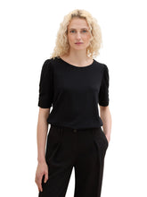 Load image into Gallery viewer, TOM TAILOR T-SHIRT GATHERED SLEEVE deep black
