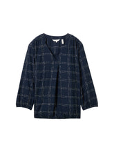 Load image into Gallery viewer, TOM TAILOR FEMININE V-NECK BLOUSE delicate navy check
