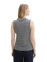 Afbeelding in Gallery-weergave laden, TOM TAILOR T-SHIRT TOP STRIPED STRUCTURE navy knit structure stripe
