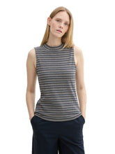 Afbeelding in Gallery-weergave laden, TOM TAILOR T-SHIRT TOP STRIPED STRUCTURE navy knit structure stripe
