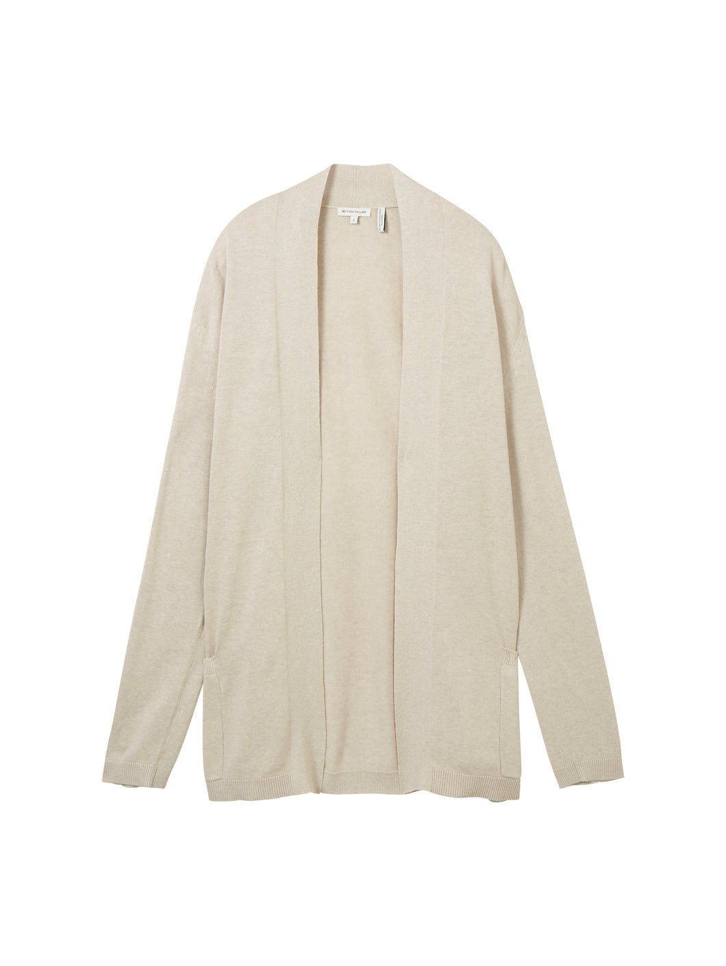 TOM TAILOR KNIT BASIC OPEN CARDIGAN dusty beige melange