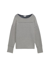 Load image into Gallery viewer, TOM TAILOR SWEATSHIRT STRIPE MIX white navy stripe
