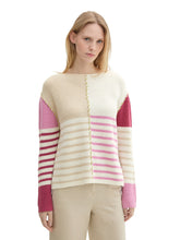 Afbeelding in Gallery-weergave laden, TOM TAILOR KNIT PATCHED STRIPE PULLOVER patched stripe knit
