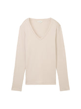 Afbeelding in Gallery-weergave laden, TOM TAILOR T-SHIRT V-NECK INTERLOCK dusty beige
