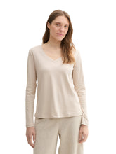 Afbeelding in Gallery-weergave laden, TOM TAILOR T-SHIRT V-NECK INTERLOCK dusty beige
