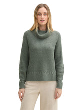 Load image into Gallery viewer, TOM TAILOR KNIT RIB TURTLENECK pale bark green melange
