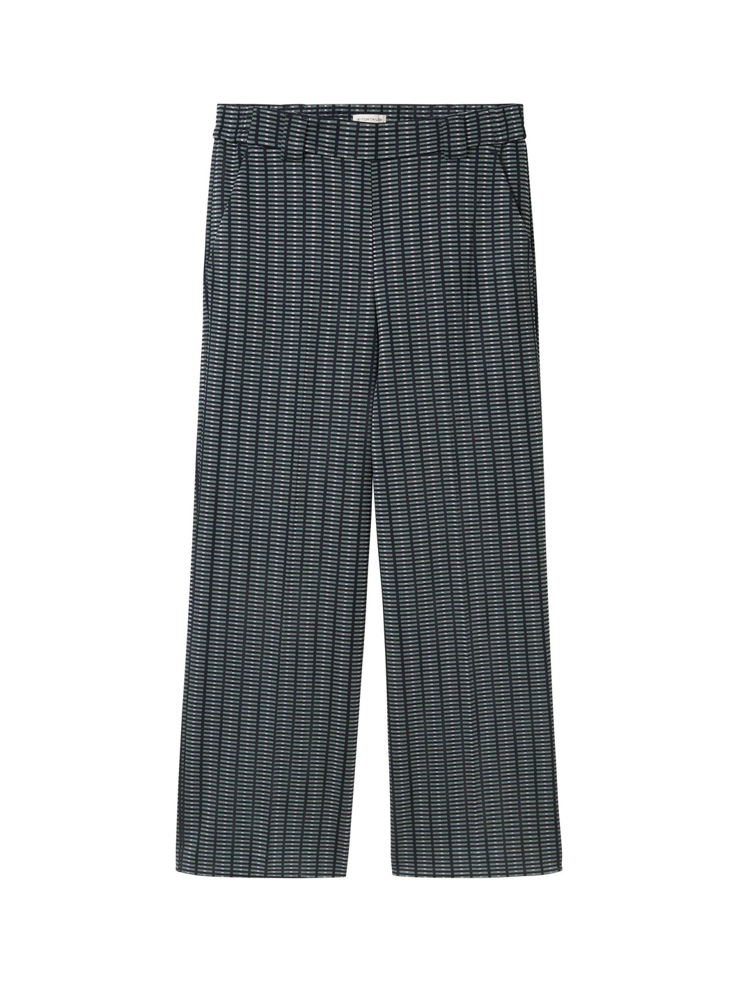 TOM TAILOR STRAIGHT LEG CROPPED PANTS contemporary navy check