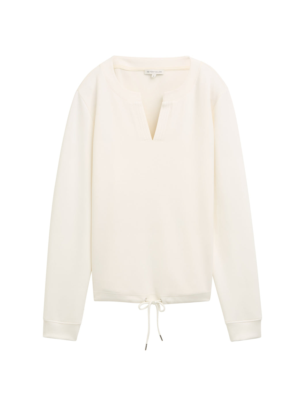 TOM TAILOR SWEATSHIRT SCUBA V-NECK off white